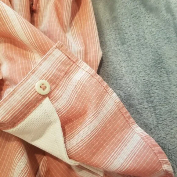 Patagonia Top Women Sz 8 Long Sleeve Button Down Shirt Lightweight Striped Peach - Picture 6 of 7